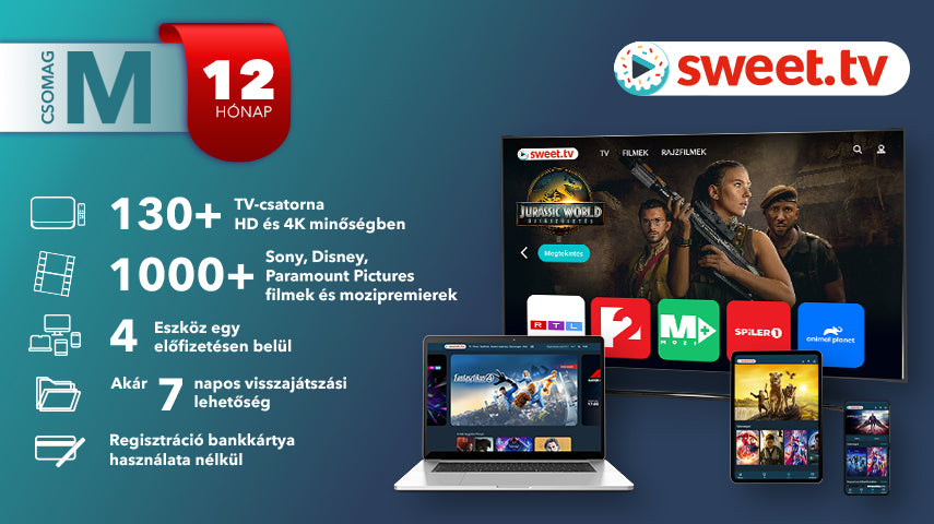 Sweet.tv Előfizetés M csomag – HU – 12 hónap – Digitális Voucher
